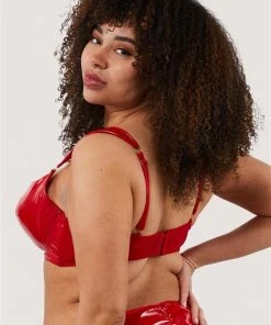 Hustler Maxine Red PVC Plunge Bra Erotic 18 Hustler Maxine Red PVC Plunge Bra Erotic