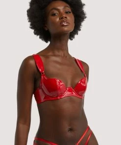Hustler Maxine Red PVC Plunge Bra Erotic 15 Hustler Maxine Red PVC Plunge Bra Erotic