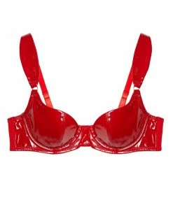 Hustler Maxine Red PVC Plunge Bra Erotic 21 Hustler Maxine Red PVC Plunge Bra Erotic