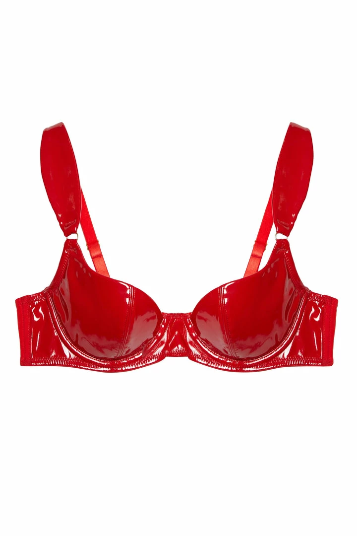 Hustler Maxine Red PVC Plunge Bra Erotic 12 Hustler Maxine Red PVC Plunge Bra Erotic