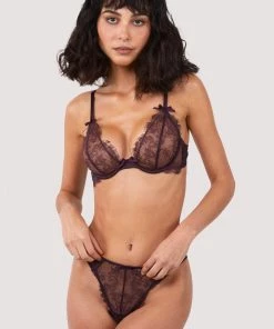 Hustler Alvara Plum Lace Thong Knickers