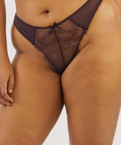 Hustler Alvara Plum Lace Thong Knickers