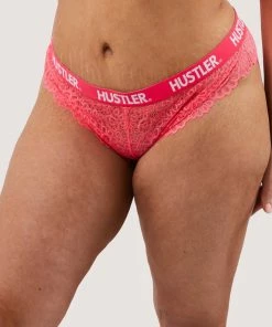 Hustler Branded Hot Pink Lace Brief