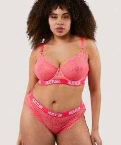 Hustler Branded Hot Pink Lace Brief
