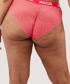 Hustler Branded Hot Pink Lace Brief