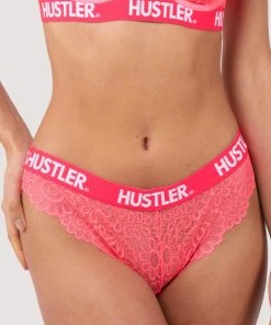 Hustler Branded Hot Pink Lace Brief