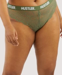 Hustler Branded Olive Lace Brief 12 Hustler Branded Olive Lace Brief