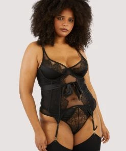 Hustler Knickers Fabrice Black Lace And Mesh Thong