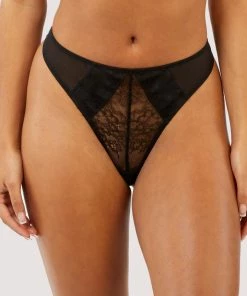 Hustler Knickers Fabrice Black Lace And Mesh Thong