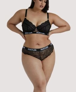 Hustler Branded Black Curve Lace Brief Everyday Lingerie