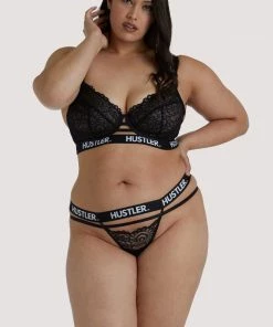 Hustler Branded Black Lace Curve Thong Outlet