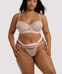 Hustler Outlet Branded Lace Baby Pink Thong