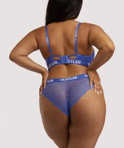 Hustler Branded Lace Blue Brief