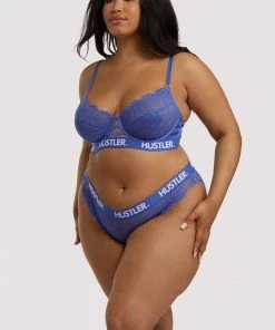 Hustler Branded Lace Blue Brief