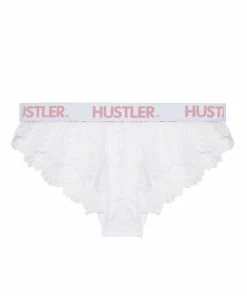Hustler Branded Lace White Brief