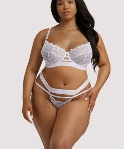 Hustler Branded Lace White Thong