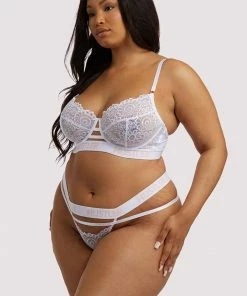 Hustler Branded Lace White Thong