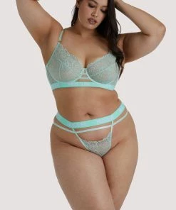 Hustler Outlet Branded Mint Curve Lace Thong