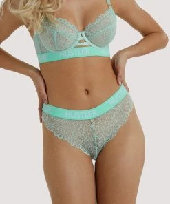 Hustler Branded Mint Lace Brief