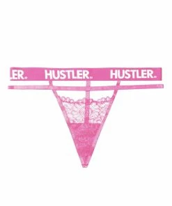 Hustler Branded Pink Curve Lace Thong Outlet