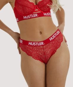 Hustler Branded Red Lace Brief Everyday Lingerie