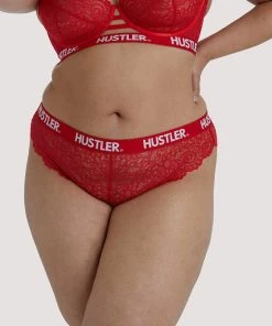 Hustler Everyday Lingerie Branded Red Lace Curve Brief