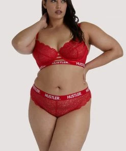 Hustler Everyday Lingerie Branded Red Lace Curve Brief