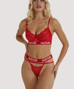 Hustler Outlet Branded Red Lace Thong