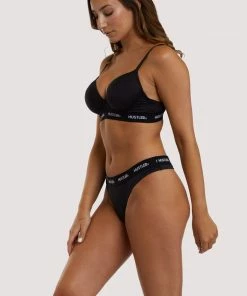 Hustler Branded Black Thong