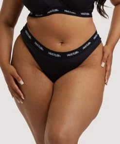 Hustler Branded Black Thong