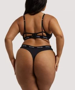 Hustler Branded Black Thong