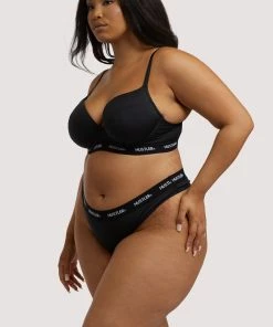 Hustler Branded Black Thong