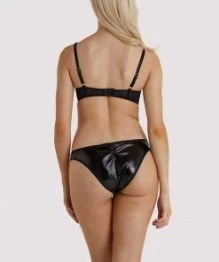 Hustler Erotic Maxine Black PVC Strap And Ring Detail Brief