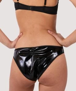 Hustler Erotic Maxine Black PVC Strap And Ring Detail Brief