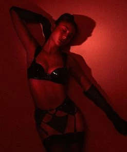 Hustler Maxine Black PVC Strap And Ring Detail Thong