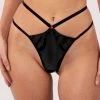 Hustler Maxine Black PVC Strap And Ring Detail Thong