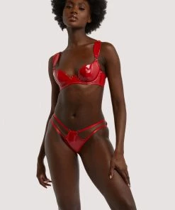 Hustler Maxine Red PVC Strap And Ring Detail Brief Erotic