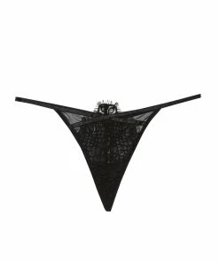 Hustler Hustler Lingerie Reena Black Lace And Mesh Thong