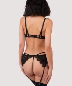 Hustler Hustler Lingerie Reena Black Lace And Mesh Thong