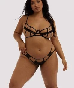 Hustler Tilly Black Caged Embroidery Brief Erotic