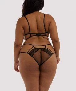 Hustler Tilly Black Caged Embroidery Brief Erotic