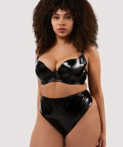 Hustler Erotic Maxine Black PVC High Waist Curve Brief