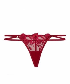 Hustler Mia Hot Pink Embroidered Strappy Thong Outlet