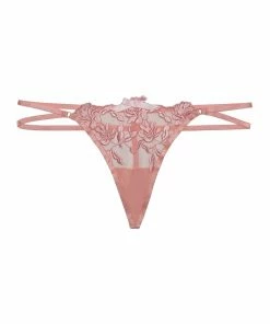 Hustler Mia Peach Embroidered Strappy Thong