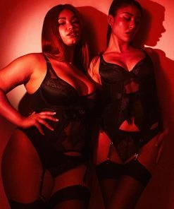 Hustler Fabrice Black Lace And Mesh Basque Basques & Corsets