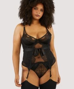 Hustler Fabrice Black Lace And Mesh Basque Basques & Corsets