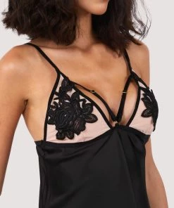 Hustler Brooke Black Applique Chemise