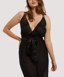Hustler Belle Black Chiffon & Lace Jumpsuit 18 Hustler Belle Black Chiffon & Lace Jumpsuit