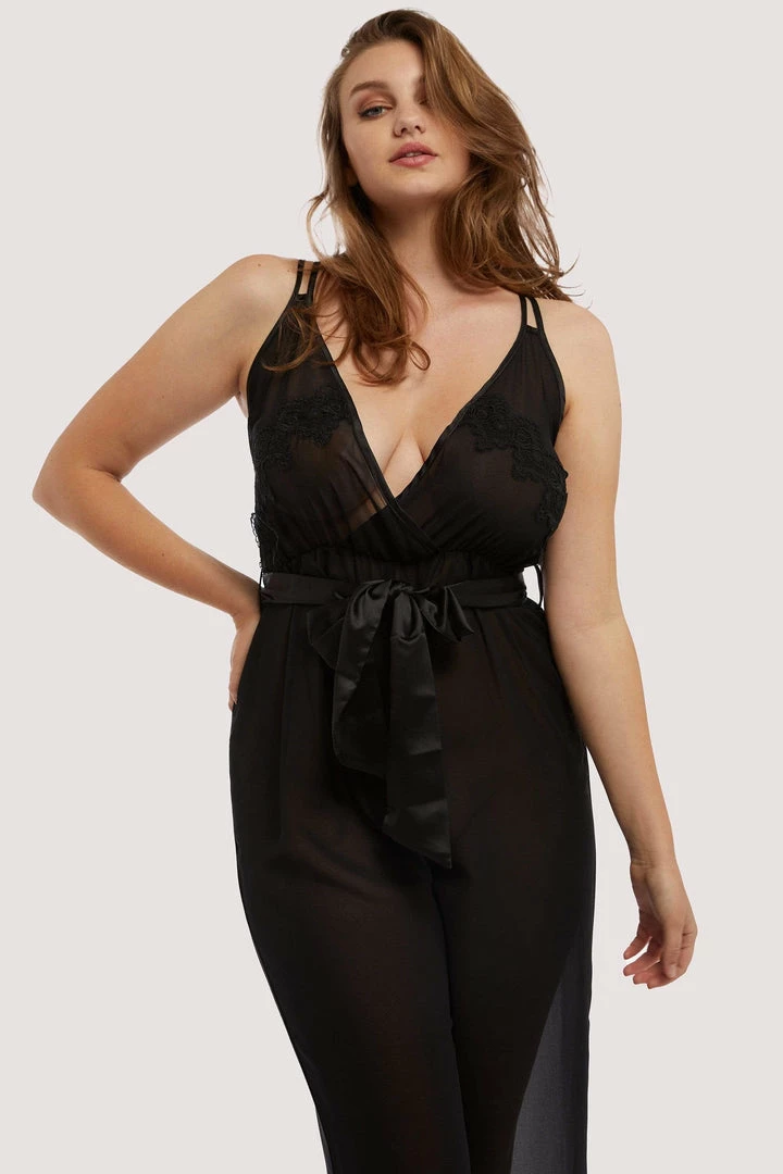 Hustler Belle Black Chiffon & Lace Jumpsuit 6 Hustler Belle Black Chiffon & Lace Jumpsuit