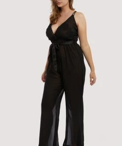 Hustler Belle Black Chiffon & Lace Jumpsuit 25 Hustler Belle Black Chiffon & Lace Jumpsuit
